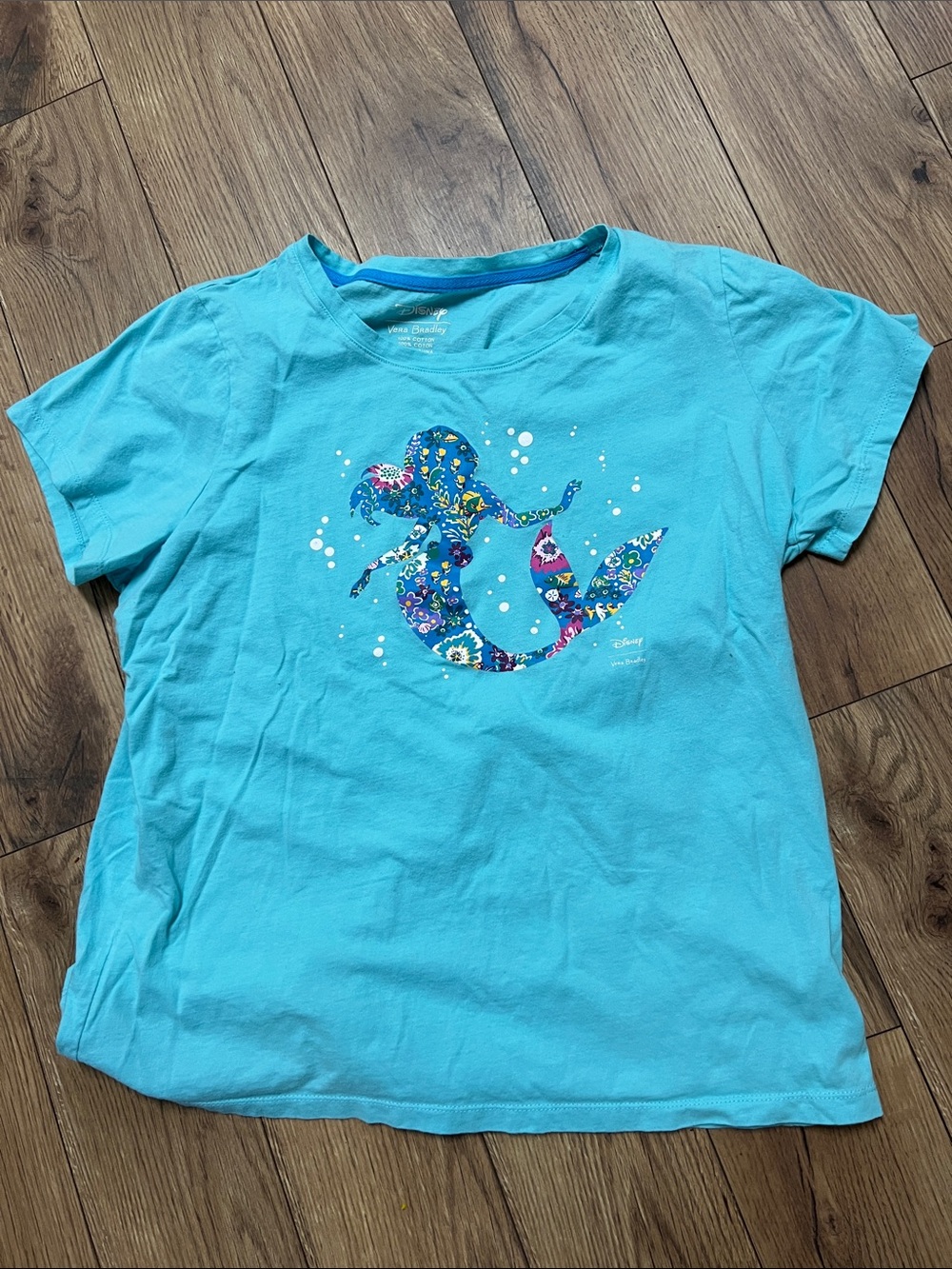 Disney Aqua Tee with Floral Ariel Silhouette Vera Bradley Sleep #1100